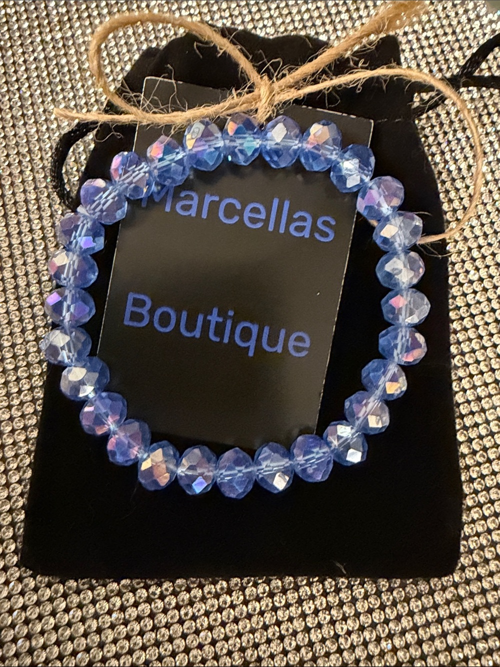 Iridescent Blue Faceted Stretch Bracelet
